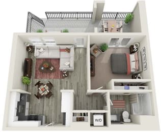 1 Bedroom 1 Bathroom B Floor plan at Citron Apartment Homes, Riverside, CA, 92506