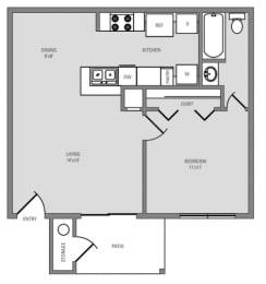 one bedroom one bathroom floor plan pearland apartment community
