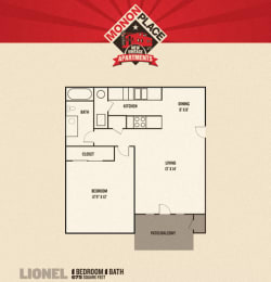 Monon Place I - 1 Bedrooms FloorPlan at Buckingham Monon Living, Indiana, 46220