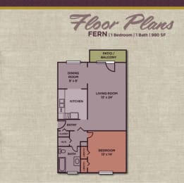1 Bedroom 1 Bathroom Floor Plan at Gramercy, Carmel, IN