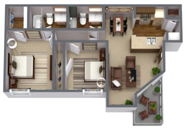 Two bedroom floor plan 825 square feet