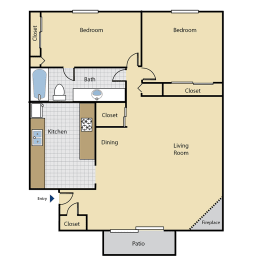 Two bedroom floor plan l Hilltop Garden in Carmichael Ca