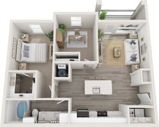 One bedroom 858 square feet