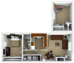 1 Bed - 1 Bath, 948 sq. ft. 1 Bedroom Penthouse Floor Plan