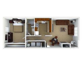 1 Bed - 1 Bath, 748 sq. ft. 1 Bedroom 1 Bath floorplan