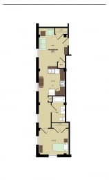 1 Bed - 1 Bath |635 sq ft One Bedroom floorplan