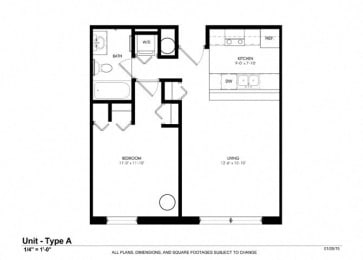 1 Bed - 1 Bath |744 sq ft floorplan at Cosmopolitan Apartments, Saint Paul
