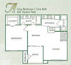 1 Bed - 1 Bath, 669 sq. ft. 1 Bed 1 Bath A
