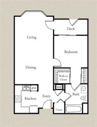 Floor Plan  1 bed 1 Bath 761-790 square feet floor plan Lily