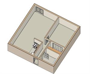 1 Bed - 1 Bath |750 sq ft floorplan