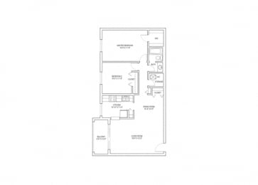 2 Bed, 1 Bath, 971 sq. ft. Dove floor plan