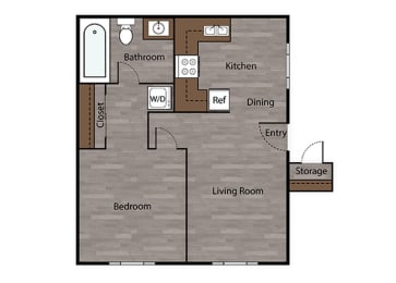 1 Bed - 1 Bath |452 sq ft Jr One Bedroom floorplan