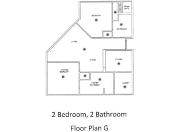 2 Bed - 2 Bath, 994 sq ft, floorplan G