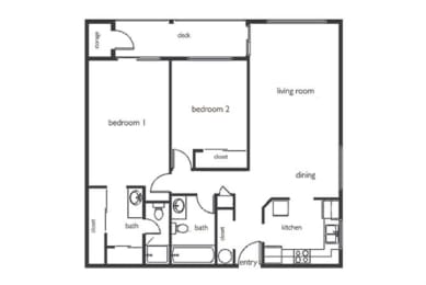 Floor Plan TWO BEDROOM-978 Sqt