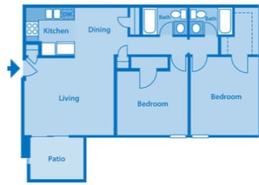 Somerpointe Apartments The Ruby floor plan depicting layout of home.