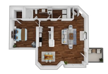 Floor Plan A3 - 1 Bedroom Deluxe