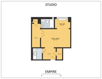 studio floor plan at Empire Apartments in Washington, DC