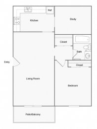 Floor Plan 1 Bedroom B