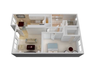 One Bedroom Floor Plan at Vista Pointe, Santa Clara, CA