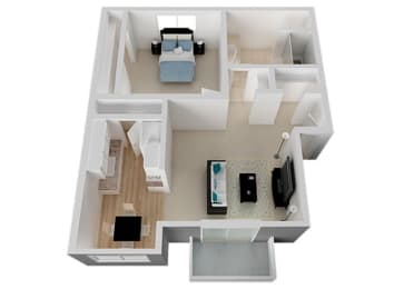 One Bed One Bath Floor Plan at Appletree Apartments, California, 95008
