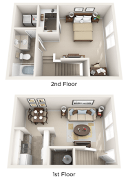 1 Bedroom 1 Bath Floor Plan at The Arbor Walk Apartments, Tampa, 33617