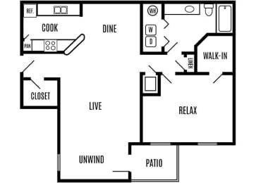 1 bedroom 1 bathroom Floor Plan at Autumn Ridge, Roswell, GA