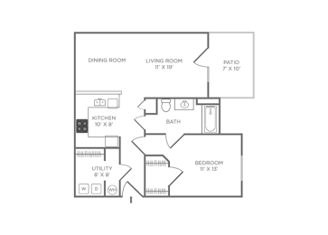 1 Bedroom B 1 Bath Floor Plan at Heritage at Fort Bragg, Spring Lake, NC, 28390