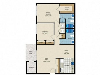 Floorplan 2x2 bedroom