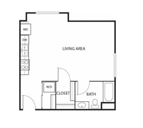Floor Plan  Beach South at the Lake Apartments in Robbinsdale, MN Studio