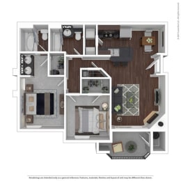 2 Bdrm Floor Plan | Apartments In Sacramento California | Broadleaf Apartments