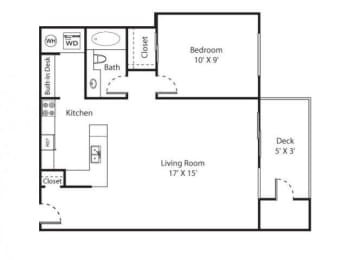 Whimsical Pig Apartments Spokane Valley, Washington 1 Bedroom 1 Bath 2D Floor Plan