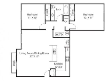 Whimsical Pig Apartments Spokane Valley, Washington 2 Bedroom 1 Bath 2D Floor Plan