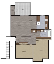 Two Bedroom Floorplan at St. Charles Oaks Apartments, Thousand Oaks, CA, 91360