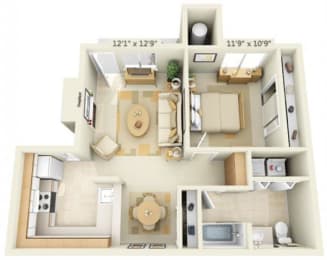 Canterbury Downs Apartments 1x1 645 Floor Plan 645 Square Feet