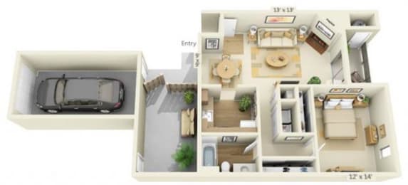 Delta Pointe Apartments The Ketch 1x1 Floor Plan 770 Square Feet