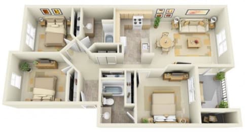 Stillwater Apartments 3x2 Floor Plan 1173 Square Feet