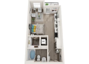 Element 25 apartments S1 studio 3D floor plan