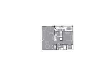 One Bed One Bath Floor Plan at Mansions Lakeway, Texas