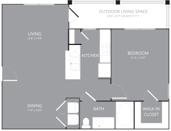 1 bedroom 1 bathroom Floor plan A at Park 3Eighty, Aubrey, TX