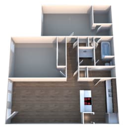 C Two Bed One Bath Floorplan at Summerstone Apartments, Victoria, Texas