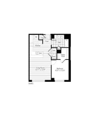 1 Bed 1 Bath Floor Plan at The Zenith, Baltimore, MD, 21201