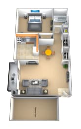 1 bedroom 1 bathroom Advocate floor plan at Lawyers Hill Apartments in Elkridge MD