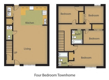 four bedroom townhome apartment