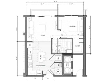 1BR G Balcony Floor Plan| Merc