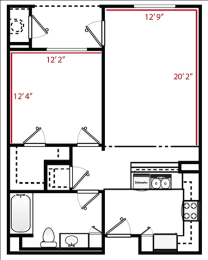 Floor Plan  One Bed/One Bath A