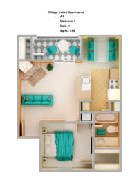 Floor Plan 1 Bedroom A1