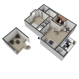 Floor Plan One Bedroom Apartment with Loft