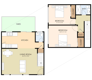 Floor Plan Two Bedroom One and a half Bath