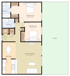 2 bedroom 2 bathroom floor plan at Wellesley Crescent, Redwood City
