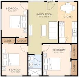 Three Bedroom One Bath 761 Sq Ft at Pines, Campbell, California